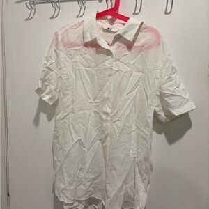 Uniqlo White Short-Sleeve Button-Down Shirt